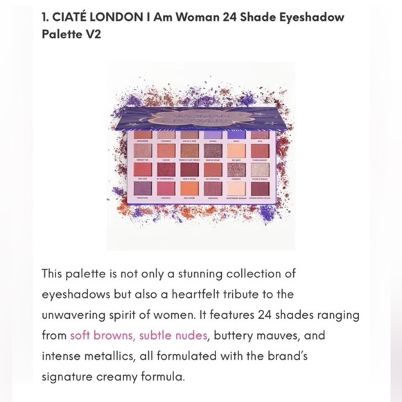 NWT- Ciate- “I am woman…” Eyeshadow Palette. 35G- Volume 2- W/ fun Purple Colors - Picture 10 of 12